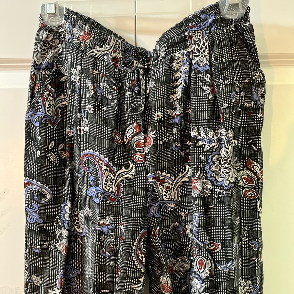 Paisley Print Black Pants